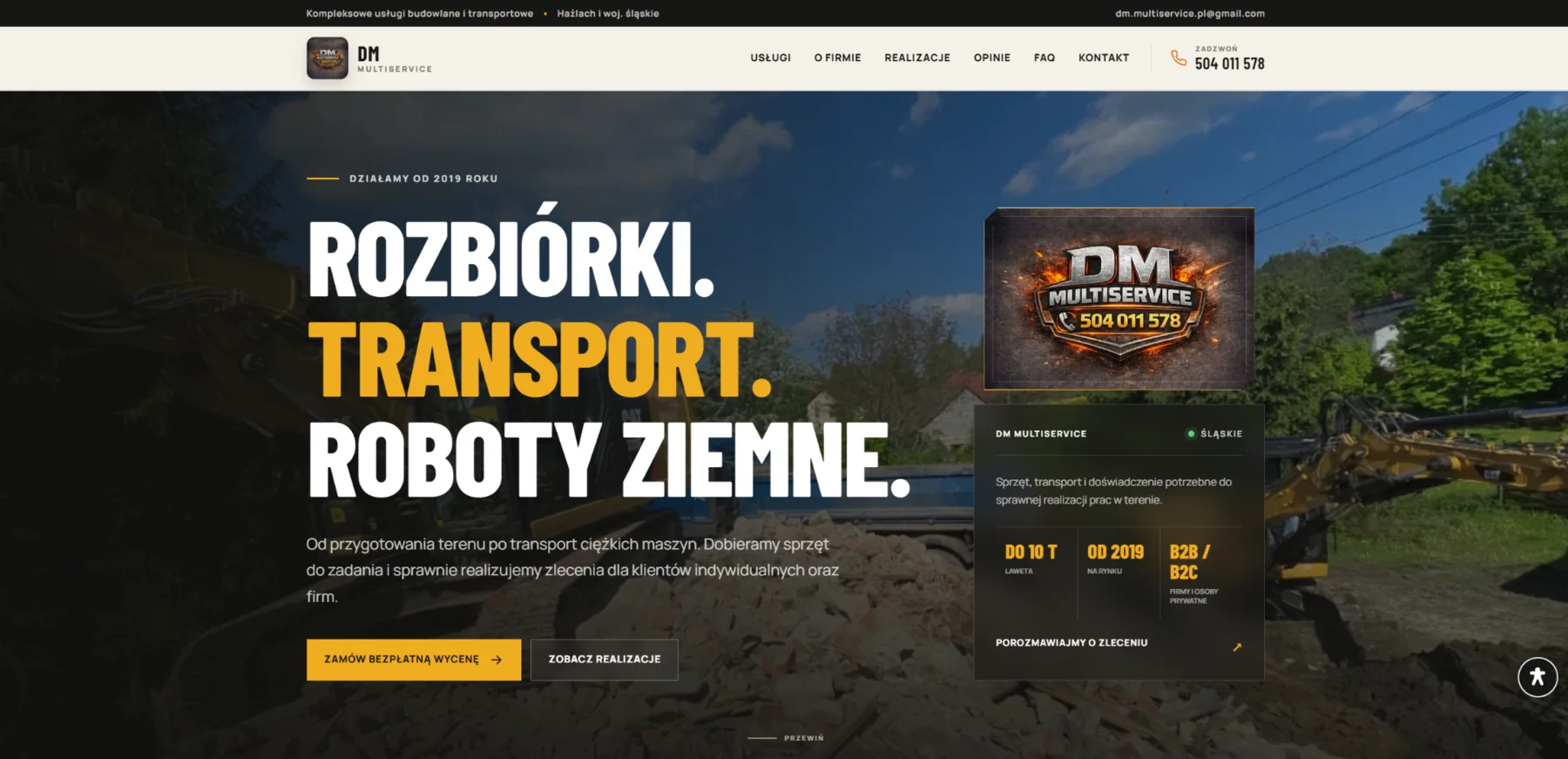 Projekt strony internetowej DM Multiservice wykonany przez Pastuszek Web
