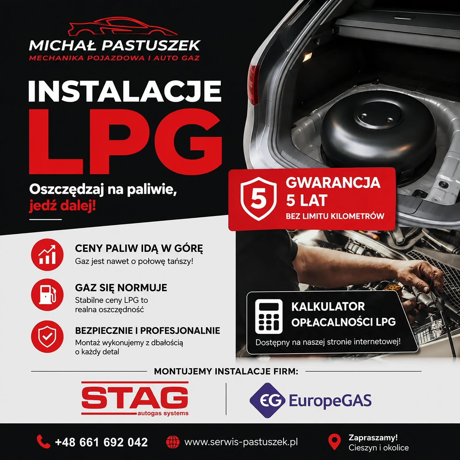 Grafika reklamowa instalacji LPG przygotowana na Facebooka