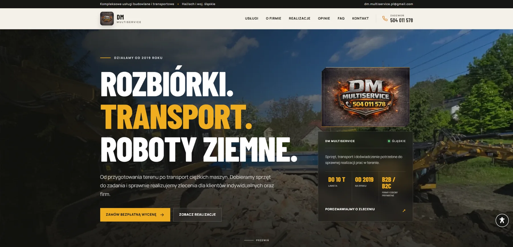 Widok strony internetowej DM Multiservice